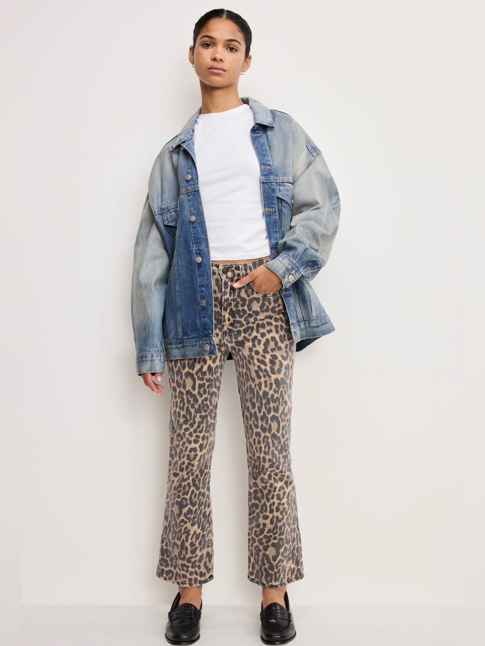 Good American Good Kick Flare Leopard Jeans- Brand New With Tags